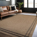 Easy Jute Rugs 4x6 Bordered Natural Color Living Room Indoor Outdoor Area Rug for Patio and Kitchen Rug High Traffic Washable Easy to Clean Solid Boho Woven Design Outside Carpet (4 x 6)