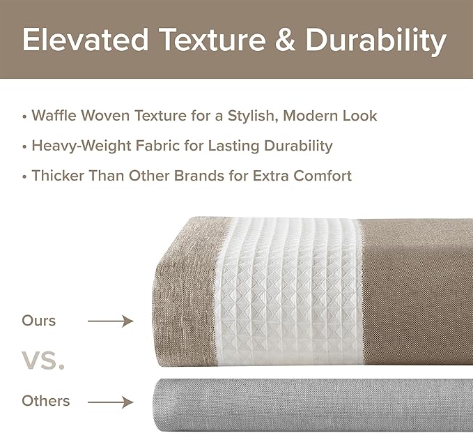 Madison Park Shower Curtain Spa Waffle Weave Extra Long Shower Curtain for Bathroom 3M Scotchgard Moisture Management, Spa Quality Modern Shower Curtains for Bathroom, Extra Long 72"x84" Taupe Ombre
