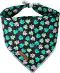MR. CHUBBYFACE St.Patrick's Green and Whit Clovers Dog Bandanas Reversible Triangle Bibs Scarf Accessories for Dogs Cats Pets L