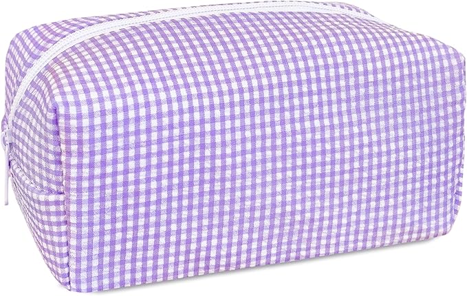 STARDW Checkered Makeup Bag Cute Cosmetic Bags for Women and Girls, Travel Toiletry Bag, Small Zipper Makeup Pouch, Purse Organizer Pouches Canvas Lining