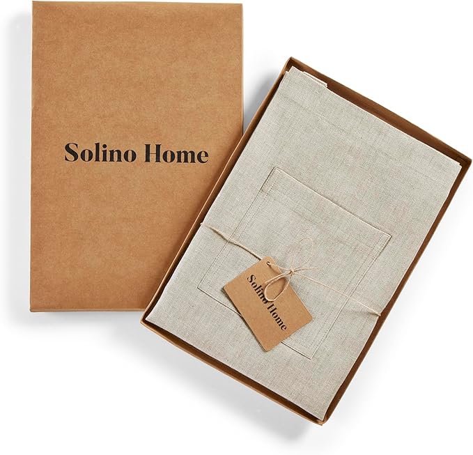 Solino Home Linen Bib Apron for Men & Women - 100% Pure Linen Light Natural Kitchen Apron with Front Pockets - Handcrafted from European Flax