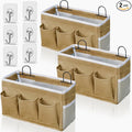 Kanrichu 2pcs 3-pockets Large Wall Hanging Organizer Bag, Linen Fabric Door Hanging Storage Baskets with Pockets, Waterproof Bin for Kitchen, Bedroom, Office, RV Camper (Khaki-3pcs)