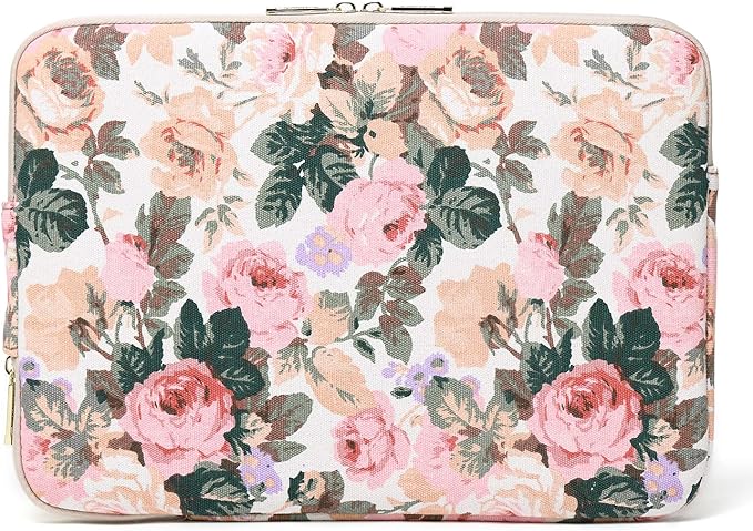 Kayond Canvas Water-Resistant KAYOND Nylon Fabric 15.6 Inch Laptop Sleeve case for 15 inch 15.4 inch 15.6 inch Notebook Computer (15-15.6 inch, White Camellia)
