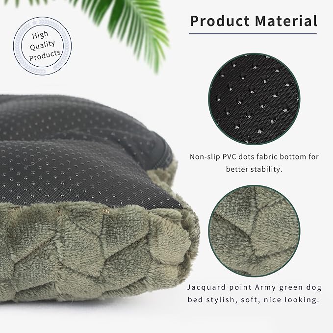 Cat Bed for Indoor Cats Washable Pillow Bed for Cages 18 inch Small Dog Bed Anti-Slip Waterproof Warming Cozy Soft Pet Puppy Olive Green