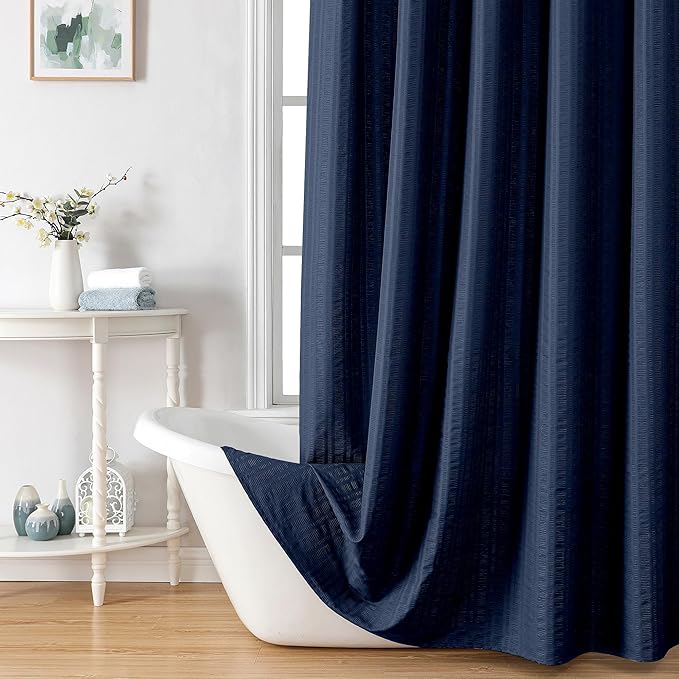 Aiyufeng Moga Navy Blue Shower Curtain, 3D Design Fabric Shower Curtains, Premium Spa Quality Modern Shower Curtains for Bathroom, 36"x72", Dark Blue