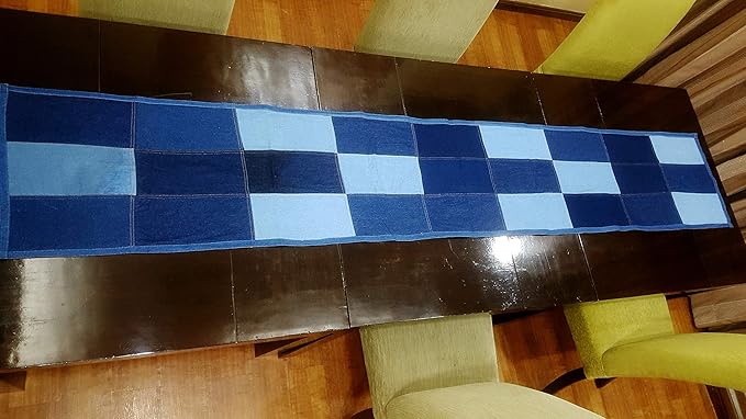 AAYU Denim Table Runner / Bed Runners 108" | Solid and Mixed Reversible 17-18 Inch X 108inches Premium Quality Perfect for Wedding, Parties Decor