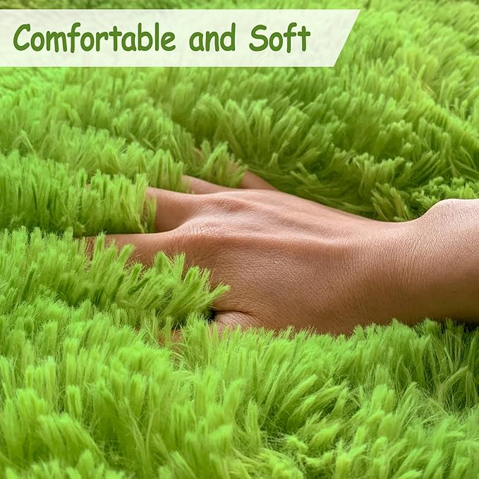 Tie Dyed Grass Green Rug 4x6 ft,Soft Plush Furry Shag Area Rugs Fluffy Fuzzy Carpet,for Bedroom Living Room Indoor Floor Rug Kids Girls Boys Home Decor Aesthetic,Dorm Nursery