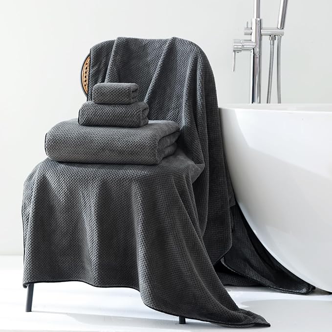 Akzpe 40x80 Inches Bath Sheets Towels for Adults Oversized Bath Towels Extra Large Luxury Super Soft Absorbent Quick Dry Microfiber (Charoal Grey,1PCS)