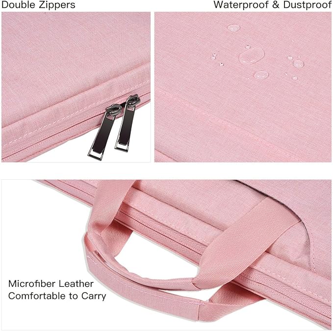 15.6 Inch Laptop Sleeve TSA Case for Women Ladies Bag for Macbook Pro 16" M4 M3 M2 M1, Lenovo Ideapad 15.6", HP Envy/Victus 15.6, Dell Inspiron 15, Acer Aspire/Nitro 15, ASUS MSI Macbook 15 Case, Pink