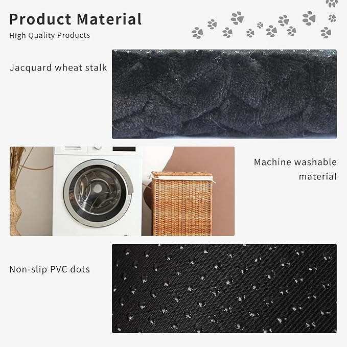 Cat Mat Black Cat Bed for Indoor Cats 18 Inch Washable Comfy Cushion,Up to 10 lbs Soft and Fluffy Small Dog Bed for Crate Tire Printing