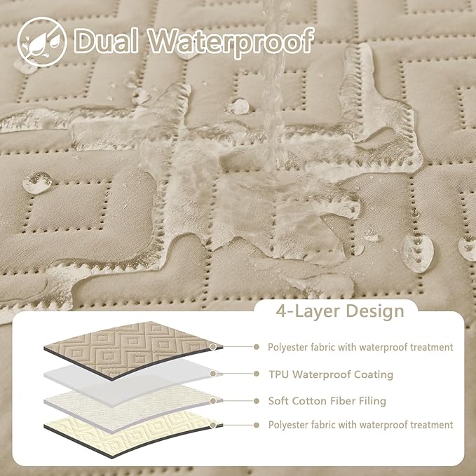 hyha Waterproof Dog Blanket, Soft Dog Bed Cover Pet Blankets, Waterproof Sofa Couch Cover for Dogs Washable, Reversible Pet Couch Covers for Sofa Furniture (82x120 Inch, Taupe/Beige)