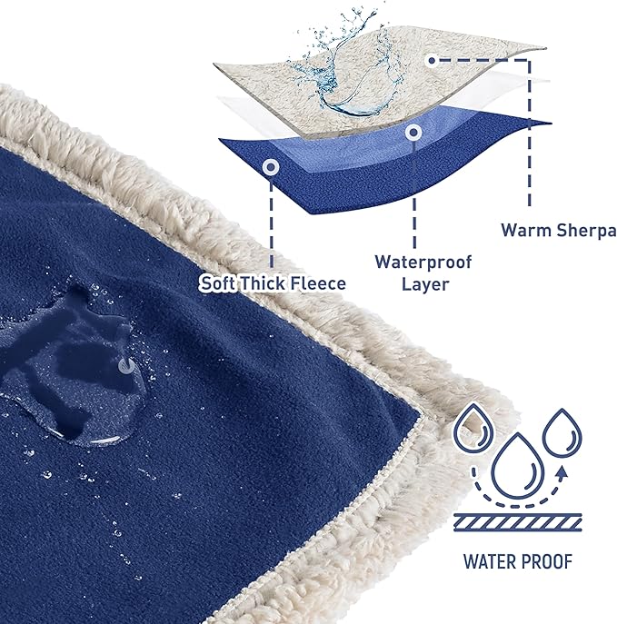 Kritter Planet Waterproof Bed Blanket for Couples, Washable Stain Proof Pad Bed Cover, Reversible Leakproof Protector, Liquid Pee Proof Blanket for Couch Sofa, 80x90 inch, King Size