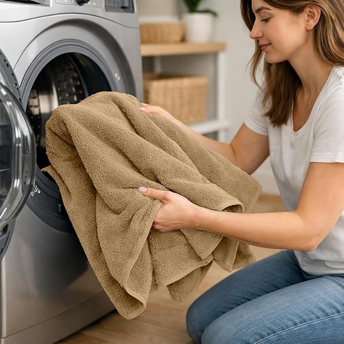 RIVERSIDE Pack of 2 Extra Large Bath Sheets 35 x 70 Inches - 100% Ring Spun Cotton Hotel Quality Oversized Bath Towels - Super Soft, Highly Absorbent & Quicker to Dry - Tan
