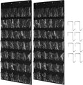 TidyMaster Clear Crystal 2 Pack 35 Pockets Large Hanging Shoe Organizer Over The Door Shoe Rack for Closet Door Storage Shoe Holder Hanger, 8Hooks, Black