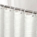 Siiluminisoy Extra Long Farmhouse White Boho Shower Curtain 72 x84 Cotton Blend Tufted Fabric Waffle Textured Shabby Chic Rustic Minimalist Striped Shower Curtains for Bathroom, Hotel