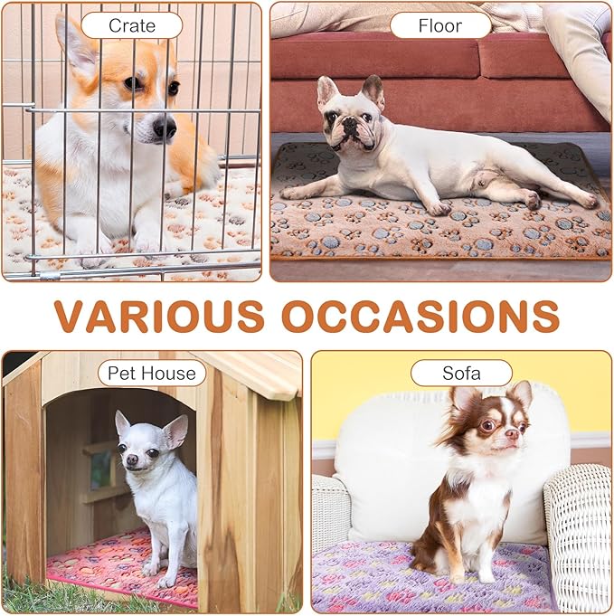 Clysee 4 Pack Self Heating Cat Bed Cat Self Warming Pad with Removable Cover Extra Warm Thermal Pet Pad Washable Pet Crate Mat Anti Slip Kennel for Indoor Outdoor Pets(Dog Paw,16 x 20 Inches)