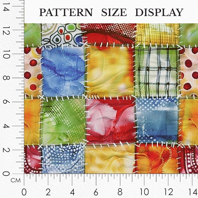 Colorful Patchwork Cotton Fabric – Premium Turkish Printed Cotton 140 GSM, Pre-Cut 61 x 36.6 Inches, Bright Quilting & Sewing Fabric for Crafts, Bags & DIY Projects