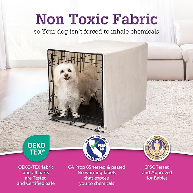 Pet Dreams Dog Crate Cover - Breathable Fabric Kennel Topper for Single-Door Crates, Fits iCrate Dog Cages 18, 24, 30, 36, 42, 48 Inches (Khaki, Medium, 30")