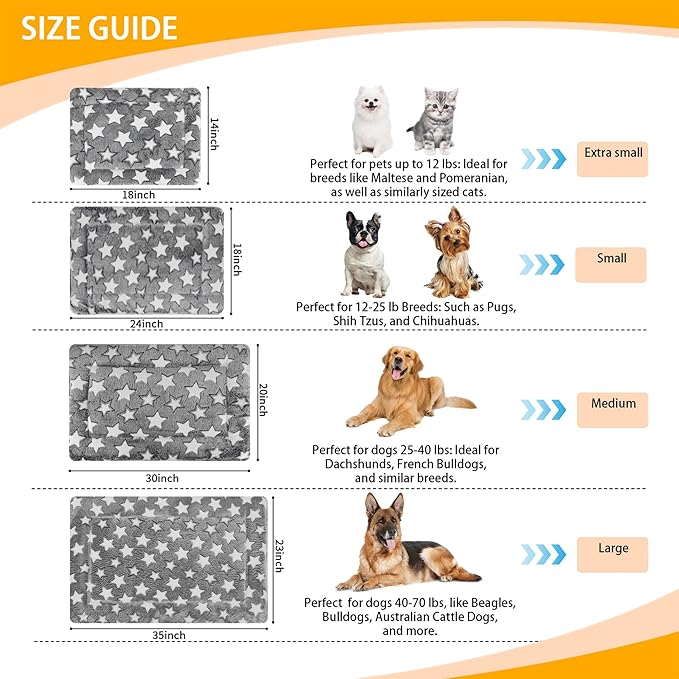 Dog Bed Mat 4 Pcs - Reversible Dog Crate Bed Mats, Soft & Breathable Kennel Pad, Durable Crate Bed for Medium Dogs & Cats