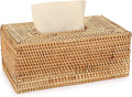 Sumnacon Tissue Box Cover Rectangle Tissue Box Rattan Tissue Box Holder,Wicker Decorative Tissue Holder for Bathroom Toilet Living Room Kitchen Office Table Desk, Yellow