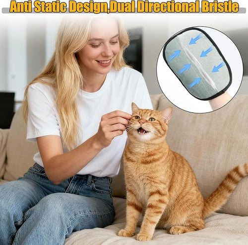 2PCS Pet Hair Removal Gloves for Cats & Dogs,Electrostatic Reusable Pet Hair Removal Brush,Double Sided Static Romover(２PCS Gloves, 1PCS White Comb,2PCS Pet Hair Keychain)for Clothing,Carpet.