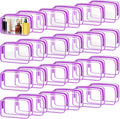 TISRATOK 24 PCS Clear Toiletry Bag for Women Men, Transparent Cosmetic Bag for Travel Makeup Organizer TSA Approved Pouch - Purple, Medium