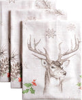 Maison d' Hermine Kitchen Towels Set of 3 100% Cotton 20" x 27.5" Reusable Cloth Tea Dish Towels Absorbent with Hanging Loop for Kitchen Dining Thanksgiving Christmas Decorations (Christmas Dew)