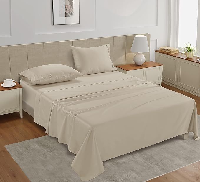 LANE LINEN Bed Sheets Queen Size – Premium 450 Thread Count Long-Staple 100% Cotton Sheets Queen Size Set, Hotel Luxury Soft & Cool Sateen Finish, Fully Elasticized 15" Deep Pocket – Ivory