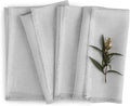 Solino Home Light Grey Linen Napkins Set of 4-100% Pure Linen Fringe Dinner Napkins 20 x 20 Inch for Spring, Easter - Handcrafted and Machine Washable