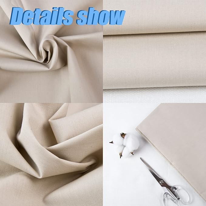 5 Yard Beige Cotton Fabric,Natural Cotton Poplin Fabric by The Yard, 59 Inches Wide 100% Cotton Fabric,Soft Embroidery Muslin Quilting Material for Sewing Material Apparel Cloth