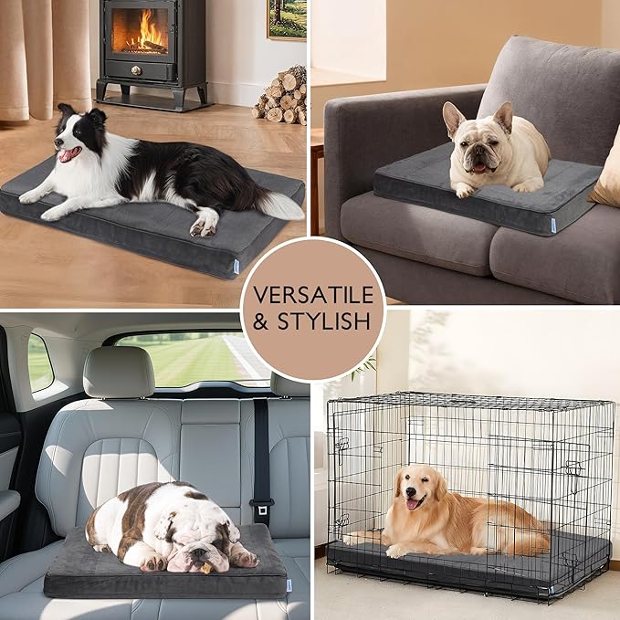 ZAKAPAWS Dog Bed for Medium Dog - Orthopedic Pet Beds with Memory Foam, Waterproof Removable Washable Cover with Non-Slip Bottom, Grey, 30" L x 20" W x 3" H
