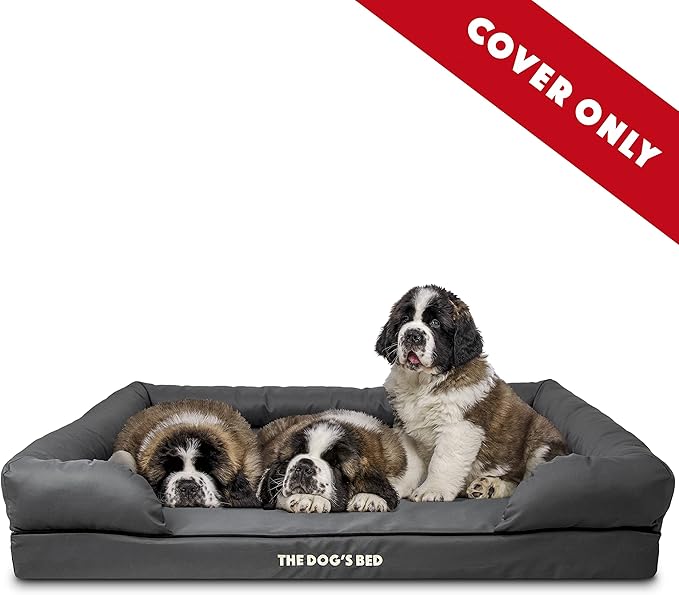 The Dog's Bed Replacement Outer Cover ONLY (Outer Cover ONLY - NO Bed, NO Waterproof Inner) for The Dog's Bed, Washable Oxford Fabric, XXL (Grey with Black Piping) Veterinary Approved