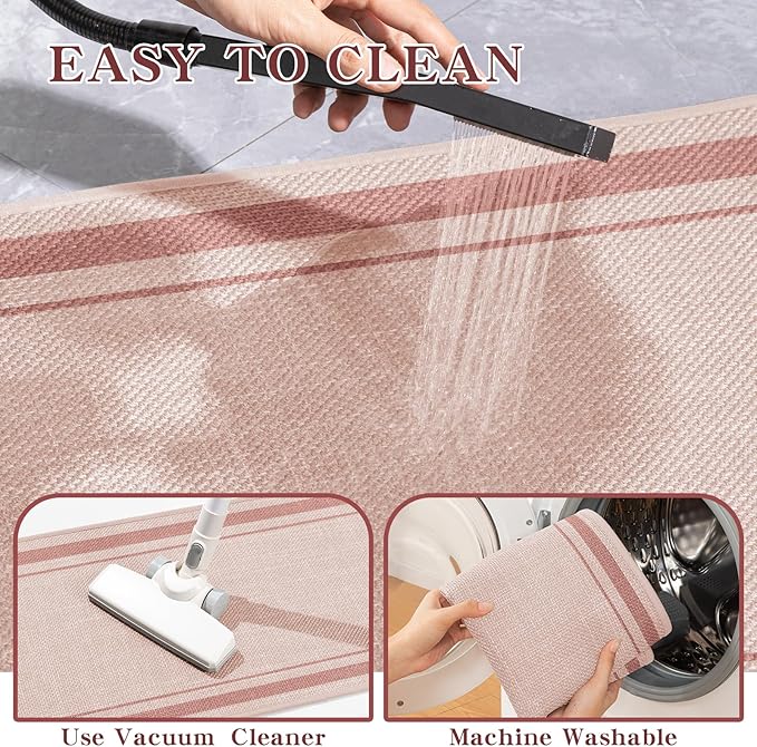 chakme Bathroom Rugs Mat 32x17, Ultra Thin Non Slip Bath Mat Quick Dry Absorbent Bath Mat for Bathroom Floor, (Light Pink, 32"x17")