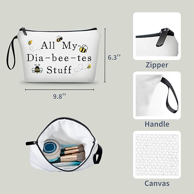 ARIOSEY Diabetic Gifts,Medicine Pouch,Makeup Bag Cute,Pill Pouch Bags,Bag Full Of Drugs,Diabetic Bags,Travel Cosmetic Bag,Diabetes Accessories,Christmas Gifts for Women