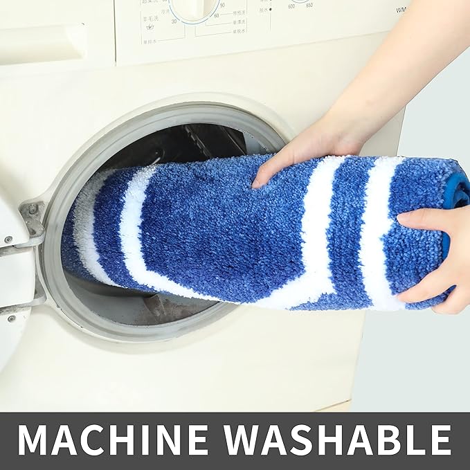 COSY HOMEER Extra Thick Bath Linen Sets - Anti-Slip Bath Rugs Mats Soft Plush 100% Strong Polyester Mat Living Room Bathroom Floor Water Absorbent(Blue,24x36 - Inches)
