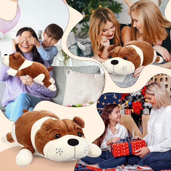 Vertintong 23.6" Huggable Dog Plush, Cute Stuffed Animal, Soft Adorable Cuddle Companion for Kids, Easter Birthday Plush Pillow Gift for Boys and Girls