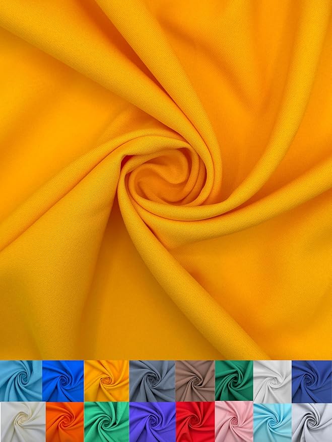 EOVEA - Polyester Poplin Fabric by The Yard – 100% Polyester, 60” Wide Durable Versatile Material for Apparel, Home Décor, Crafts, Tablecloths, Curtains, Drapes, Sewing & DIY Projects (Yellow,2 Yard)