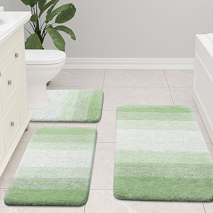 Arotive Microfiber Bathroom Rugs, Shaggy Soft and Absorbent Bath Rug, Non-Slip, Thick Plush Machine Washable Dry Bath Mats for Bathroom, Tub and Shower, 30x20, Sage Green, Rectangular