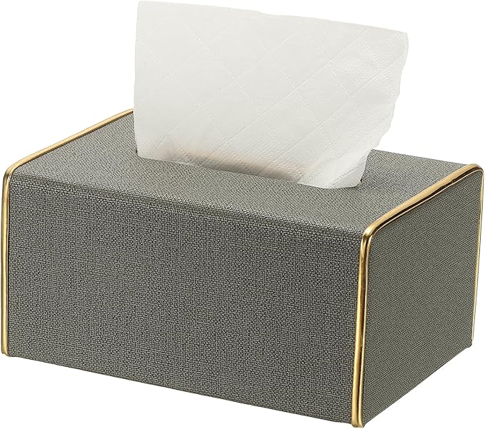 uxcell Tissue Box Cover, Rectangle Modern Tissue Box Holder with Magnetic Closure for Living Room Bedroom Office Hotel Desk (7.5"x5.1"x3.5", Drak Gray)
