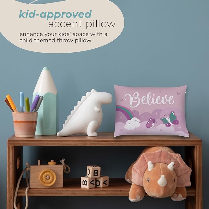 Kids Unicorn Throw Pillow - 14" x 20" - Double-Sided Printing - Cover Only - Kids Bedroom Accent Pillow - Nursery Decor - Printed in USA