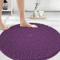 MAYSHINE Round Area Rug Set for Bathroom | Soft Plush Chenille Bath Mat, Water Absorbent Non-Slip Bathroom Rug | Washable Shag Carpet for Shower, Bedroom, or Home Décor | 36"x36" (Round) | Plum