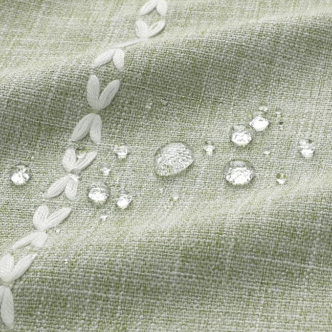 MitoVilla Sage Green Boho Shower Curtain for Vintage Rustic Bathroom Decor, Modern Farmhouse Polyester Linen Fabric Neutral Wrinkle Resistant Cloth Shower Curtain with Tassel, 72 x 72