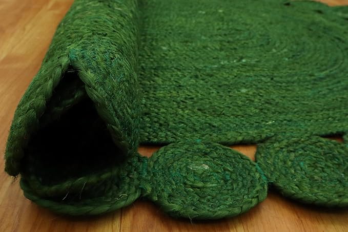 Runner - Oval Rug 2.6x16 Area Rug Kilim Rug Green Solid Design 0.27 inches ThickIndoor Outdoor Rug Flatweave Rug High Traffic Area Home & Foyer Corridor Hallway & Stair Runner
