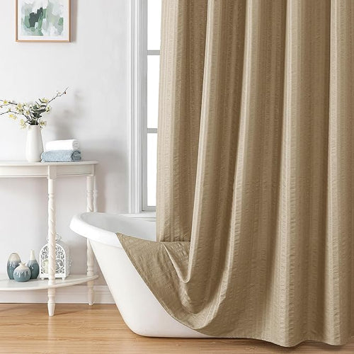 Aiyufeng Taupe Shower Curtain for Bathroom, Embossed Textured Fabric Shower Curtain for Bathroom - Soft Cloth & Hotel Spa, Machine Washable, 72X72, Taupe
