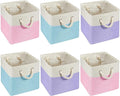 Geiserailie 6 Pcs 11 x 11 Inch Cube Storage Bins Fabric Storage Organizer Bins Foldable Cube Baskets with Sturdy Carry Handles Wicker Baskets for Home(11 x 11 Inch,Mermaid Color)