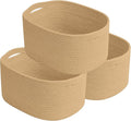 ECDYQXVU Cotton Rope Storage Basket, 15x10x9 Inches, Woven Basket for Shelves, Clothes, Towels, Books, and Laundry, Jute Brown (3 Pack)