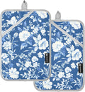 Pot Holders Set of 2 Blue Flower Hot Pads for Kitchen Heat Resistant Potholders Sets for Kitchen and Baking 7x9.8in