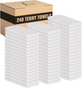 GREEN LIFESTYLE 100% Cotton Terry Towels, White, 240 Pack - 14x17 inches, Absorbent, Durable, Multipurpose Cleaning Rags
