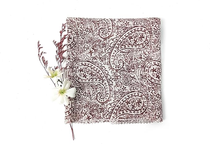 Linen Rayon Blend Fabric by The Linen Lab – Lightweight, Soft, Pre-Washed Material for Sewing, Clothing, Crafts & DIY (1 Yard pre Cut, Paisley Brown with Subtle Wrinkle Effect)