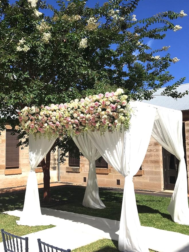 Barcelonetta | Chiffon Fabric | Decoration, Drapery Fabric | Wedding, Gender Reveal, Baby Shower, Birthday | for Arbor, Arch, Canopy, Table and Chair Decoration (White, 5 Yards)